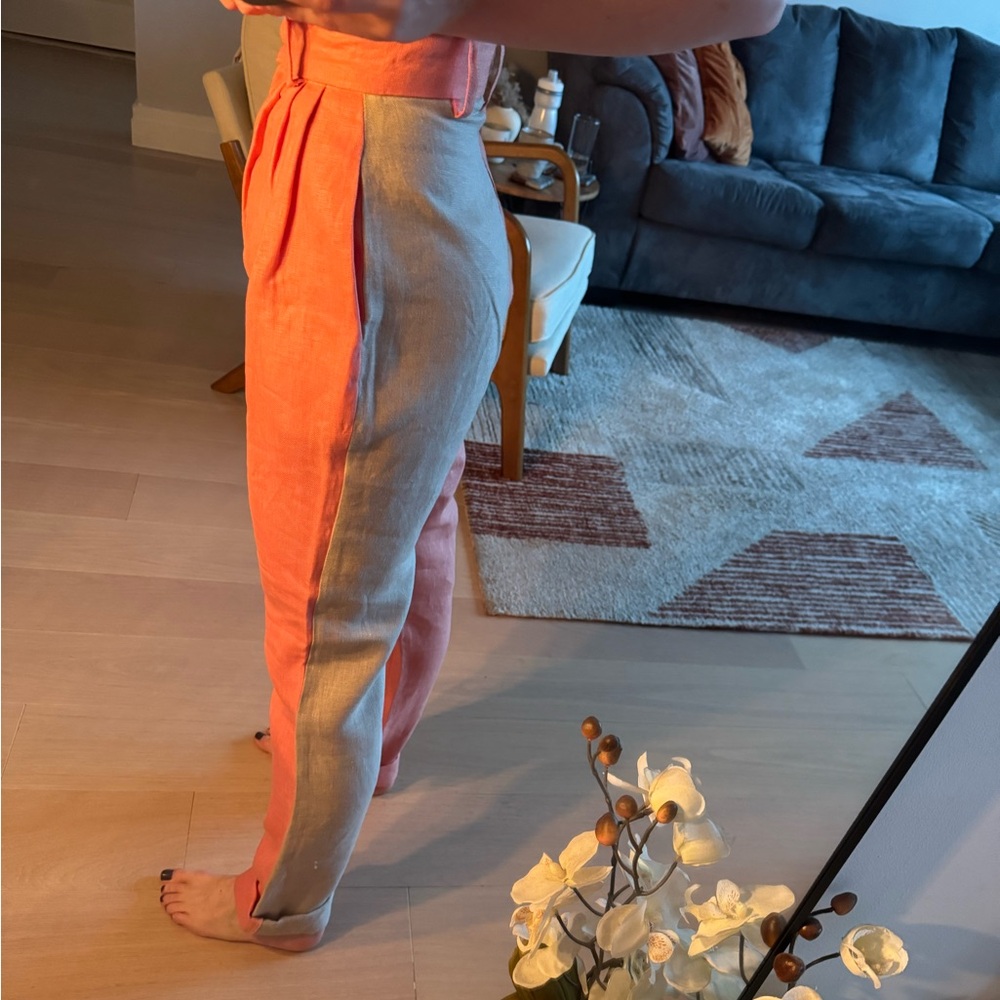 Two-Tone Coral and Gray Pants